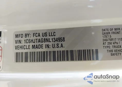 2022 Jeep Gladiator Altitude 4X4 из США, поврежденный, VIN 1C6HJTAG8NL134958